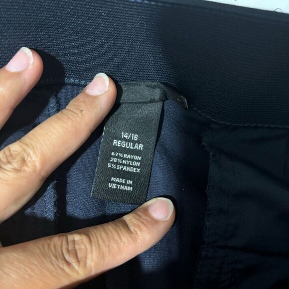 Lane Bryant Womens Cassic Ponte Trouser Pants 14R Navy Blue High Rise Stretchy - Picture 10 of 11